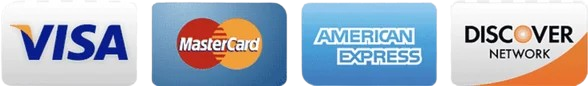Visa, Mastercard, American Express, and Discover accepted